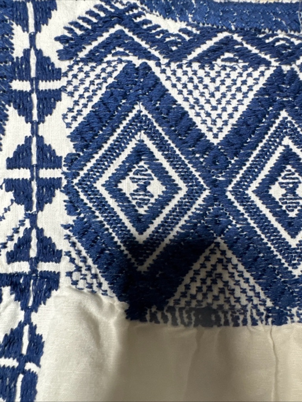 Madewell Blue & White Embroidered  Dress w Pockets Cotton Lined Medium C5813 - Picture 4 of 8